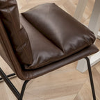 Chaise de salle à manger tapissée en tissu marron/blanc cassé avec piètement luge, lot de 2