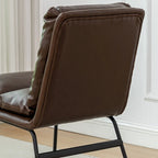Chaise de salle à manger tapissée en tissu marron/blanc cassé avec piètement luge, lot de 2