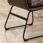 Chaise de salle à manger tapissée en tissu marron/blanc cassé avec piètement luge, lot de 2