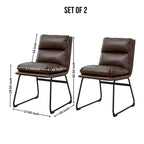Chaise de salle à manger tapissée en tissu marron/blanc cassé avec piètement luge, lot de 2