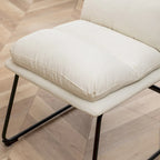 Chaise de salle à manger tapissée en tissu marron/blanc cassé avec piètement luge, lot de 2
