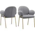 Chaise de salle à manger Off White Teddy et velours gris, lot de 2