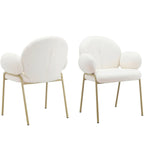 Chaise de salle à manger Off White Teddy et velours gris, lot de 2