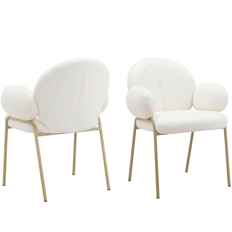 Chaise de salle à manger Off White Teddy et velours gris, lot de 2
