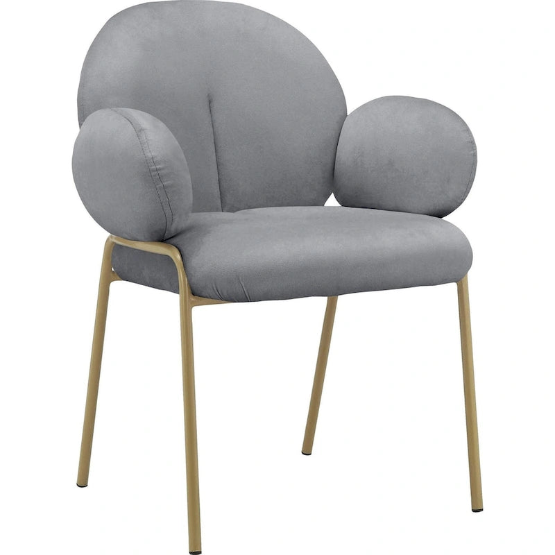 Chaise de salle à manger Off White Teddy et velours gris, lot de 2