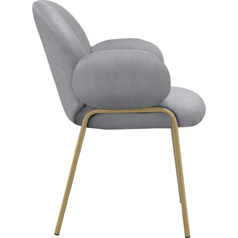 Chaise de salle à manger Off White Teddy et velours gris, lot de 2