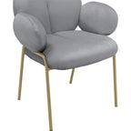 Chaise de salle à manger Off White Teddy et velours gris, lot de 2