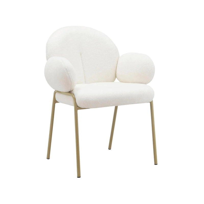 Chaise de salle à manger Off White Teddy et velours gris, lot de 2