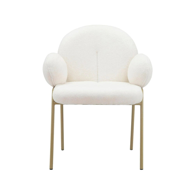 Chaise de salle à manger Off White Teddy et velours gris, lot de 2