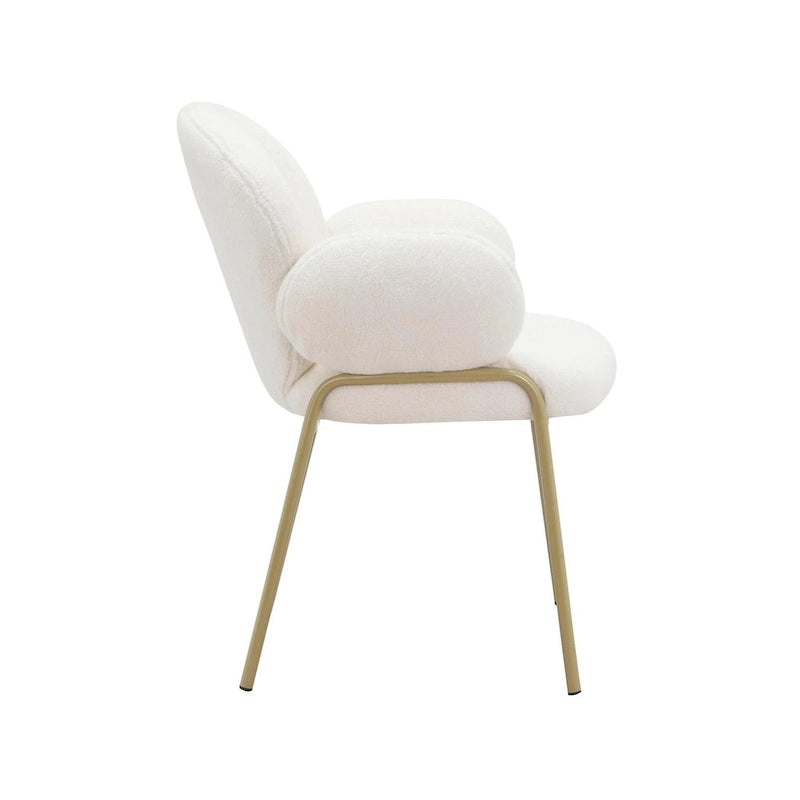 Chaise de salle à manger Off White Teddy et velours gris, lot de 2