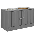 Grandes gamelles surélevées avec meuble de rangement 44L, support de gamelle surélevé pour animaux de compagnie, station d'alimentation pour chiens, Gris
