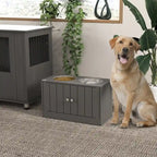 Grandes gamelles surélevées avec meuble de rangement 44L, support de gamelle surélevé pour animaux de compagnie, station d'alimentation pour chiens, Gris