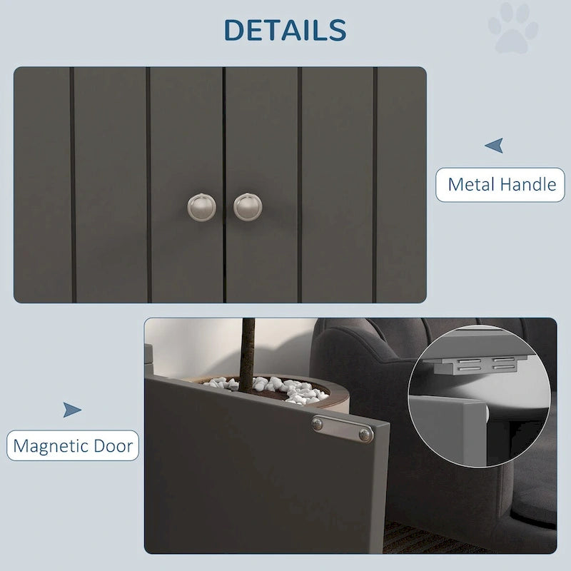 Grandes gamelles surélevées avec meuble de rangement 44L, support de gamelle surélevé pour animaux de compagnie, station d'alimentation pour chiens, Gris