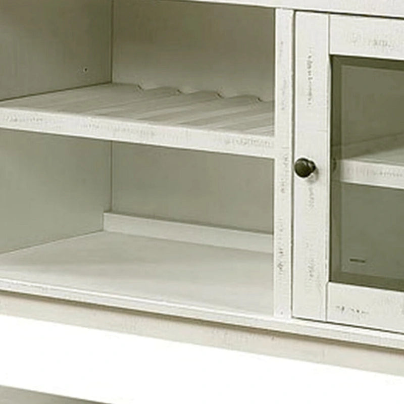 Desservant de ferme 60 po, 2 portes vitrées, blanc et gris vieillis