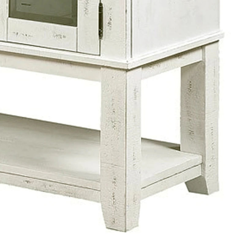 Desservant de ferme 60 po, 2 portes vitrées, blanc et gris vieillis