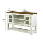 Desservant de ferme 60 po, 2 portes vitrées, blanc et gris vieillis